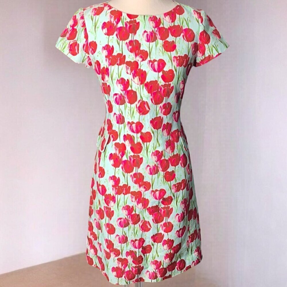 Leggiadro Tulip design Cap Sleeve Knee Length Dress Size 4